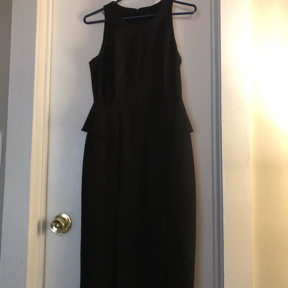 BANANA REPUBLIC Black Peplum Mid Calf Length Dress